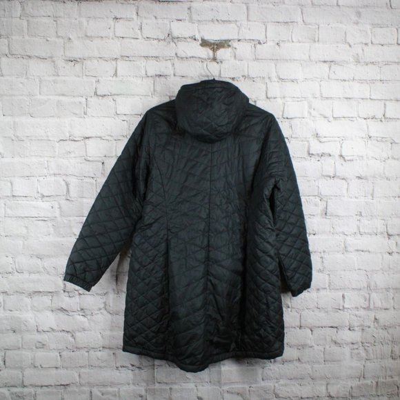 LL Bean Black Polyester Lined Insulated Winter Hooded Coat Jacket Size 1X Plus - Picture 6 of 7